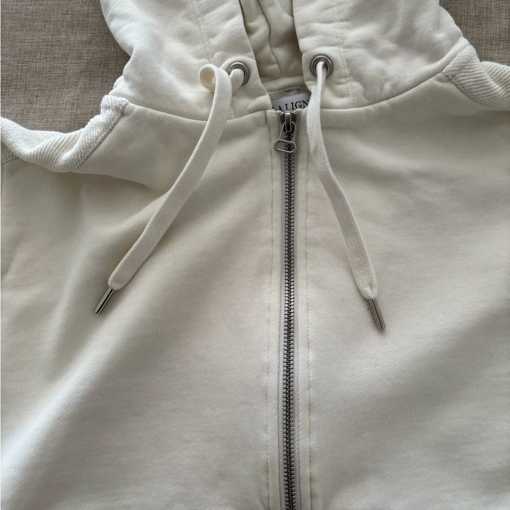 La Ligne Super Half Zip Hoodie Sweatshirt White Size XS